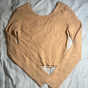 Live The Process Camel Ribbed Long Sleeve Top size L
